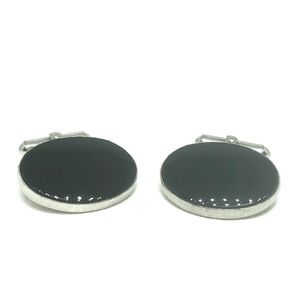 1960s Classic Sterling Oval Onyx Cufflinks Destino